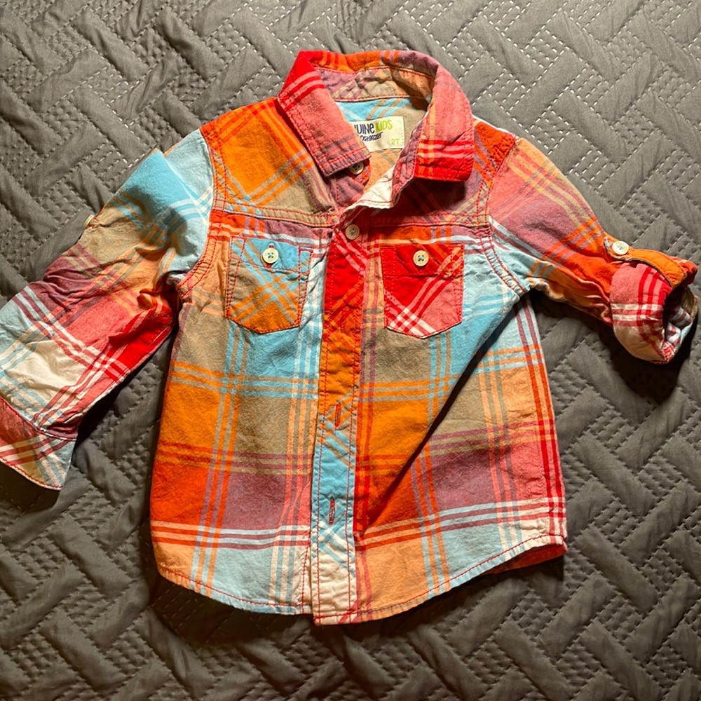 🍀 4/$20 - 2t Oshkosh plaid shirt Unisex